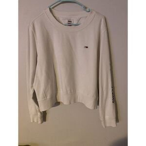 Tommy Hilfiger Sweatshirt Cropped Size XL Women's White Sweatshirts Logo